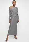 Edit Slash Neck Soft Waist Midi Dress - Grey