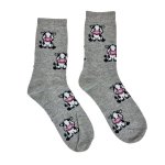 Ladies Grey Anklet Sock With Cows - Factory Plaza