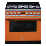 Smeg CPF9GMOR Cooker Gas Electric 90CM Orange Por