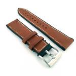 Hybrid Italian Leather & Fkm Rubber Strap - Brown Steel Hardware - 20MM