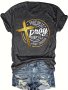Cross & Pray Print Crew Neck T-shirt Casual Short Sleeve Top For Spring & Summer Women's Clothing