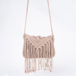Rhiannon Grey Crossbody Crochet Bag With Fringe - Grey Crochet