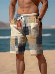Men's Casual Shorts With Drawstring And Stylish Patchwork Design Suitable For Summer Sport Vacation And Casual Wear