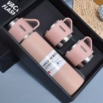1SET Thermal Mug 500ML/16.9OZ Stainless Steel Vacuum Insulated Bottle With Cup For Coffee Hot Drink And Cold Drink Water Flask B