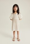 Puff-sleeved Dress - White