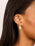 Goldair Gold Plated Cubic Zirconia & Pearl Small Pave Open Hoop Earrings