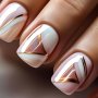 24pcs Set Glossy Pink Glitter Stripe Press-On Nails - Short Oval Full Cover Fake Nails For Women & Girls