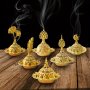 1 Set Metal Incense Burner Vintage Arabic Golden Burner Catcher Holder Incense Backflow Burner Holder Ornaments Incense Candle Holder Ash Catcher Bowl Desktop Miniature