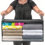Extra-large Canvas Storage Bag With Handles & Viewing Window - Perfect For Clothes Quilts Blankets Space-saving Organizer For Cl