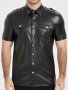 Men's Pu Leather Shirt Short Sleeve Street Style Button-up Collar Motorcycle Top Party Daily Clubwear