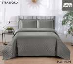 Simon Baker Stratford Bedspread - Platinum Various Sizes - Super King - 320CM X 270CM + 2 Pillowcases 50CM X 70CM + 5CM