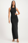 Melanie Open Back Maxi Dress With Slit - Black - S