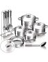 Blaumann Jumbo Stainless Steel Induction Bottom Cookware 17-PIECE Set Silver