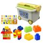 Baby Building Blocks Bucket Puzzle Blocks Trolley - 72 Pcs E0030 - Green