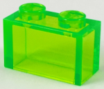 Parts Brick 1 X 2 Without Bottom Tube 3065 - Trans-bright Green