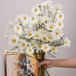 3PCS Artificial Daisy Bouquets Plastic Faux Flowers For Home Decor Wedding Party Decor Spring Summer Decor