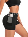 Women's Athletic Yoga Shorts High-waisted Quick-dry Fabric Casual Sportswear With Phone Pocket Pro Print Waistband