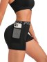Women's Athletic Yoga Shorts High-Waisted Quick-Dry Fabric Casual Sportswear With Phone Pocket PRO Print Waistband