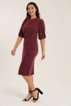 Fine Wine Evening Midi Dress With Puff Sleeves