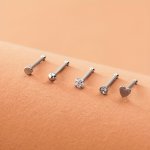 5PCS Simple Style Nose Nail Ring Set Stainless Steel Nose Piercing Jewelry Set