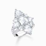 Silver Cocktail Ring With Clear Zirconia - 54