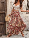 Paisley Print Wide Leg Pants Casual & Versatile High Waist Pants For Spring & Summer Women's Clothing