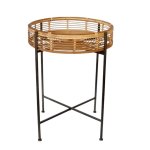 Rattan Tray Side Table With Metal Legs