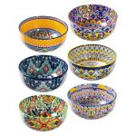 Henxfen Lead Boho Cereal Bowls Set Of 6 28 Oz Ceramic Soup Bowls Colorful Bowls For Salad Oatmeal Ramen Rice And Pasta Microwave
