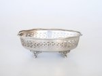 Pewter Scalloped Filigree Dish On Feet 7.5X21.5X16CM
