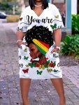 Plus Size Graphic & Letter Print Dress Casual V Neck Short Sleeve Dress Women's Plus Size Clothing