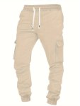 Trendy Solid Cargo Pants Men's Multi Flap Pocket Trousers Loose Casual Outdoor Pants Men's Work Pants Outdoors Streetwear Hip Ho