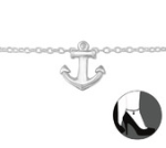 C204-C29973 - 925 Sterling Silver Anchor Adjustable Ankle Chain Anklet