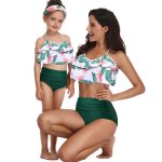 Matching Mom Or Daughter Green Floral Print Two-piece Bikini - XL