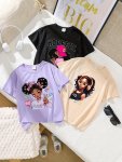 Cool Cartoon Girls Graphic Print Tees Girls' 3PCS SET Casual & Trendy T-shirts For Spring & Summer Girls' Clothes For Outdoor Ac