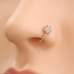 Flower Shape Beaded Fake Nose Ring Faux Cuff Nose Ring Clip On Nose Ring Non Pierced Nose Hoop Ring Adjustable Nose Cuff