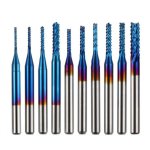 Nano Cnc Router Bits - 10 Piece Set Pcb Carbide Blue Coated 0.8-3.0MM