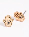 Goldair Gold Hamsa Hand Stud Earrings