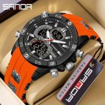 Sanda Men's Electronic Watch Multi Functional Night Light Rubber Dual Display Sports Watch