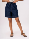 Dark Denim Elasticated Waist Shorts - 26 Blue