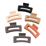 Matte Finish Rectangle Hair Claw Clip Set - Multicolor - 6-PIECE