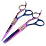 Purple Blue Stainless Steel Thinning Hair Salon Scissors 6 Inch