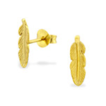 Faye Gold Plated 925 Sterling Silver Leaf Earrings 4MM By 12MM