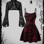 Girls’ Lace Jacket And Whimsical Skull Print Camisole Dress