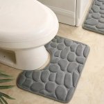 1PC Flannel U-shaped Toilet Mat Bathroom Non-slip Pebble Floor Mat Soft Absorbent Foot Pad Bathroom Carpet Bathroom Accessories
