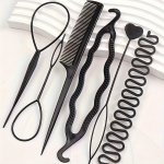 6PCS Simple Hair Dish Styling Tool Set Hair Braider Puller Knitting Tool Hair Comb Hairpins Hair Accessories For Women