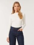 Macey Pointelle Jumper - L Porcelain