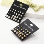 12 Pairs Set Of Tiny Stud Earrings Zinc Alloy Jewelry Rhinestones Inlaid Simple Leisure Style Suitable For Women Daily Wear