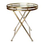 Round Mirrored Butlers Tray Table Foldable Metal Base