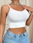 Women's Stretchy Sports Crop Top Ribbed Tank Top Casual Sleeveless Vest Breathable Fitness Wear