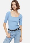 Ribbed Jersey Top - Light Blue
